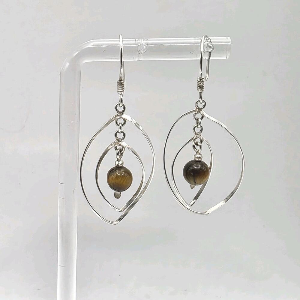 Sterling Silver and Tiger's Eye Dangle Earrings